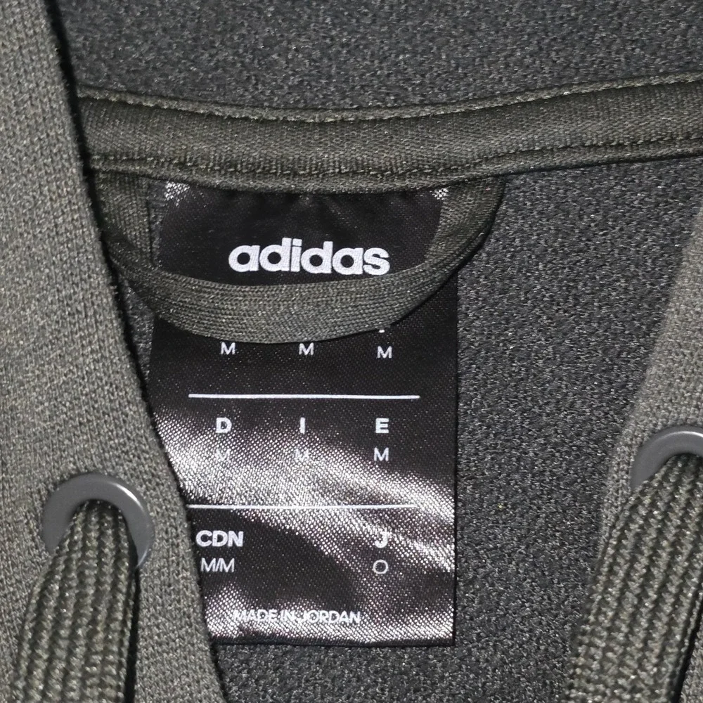 Adidas Mens Full Zip Hoodie Olive Green Three Stripe Athletic Sweatshirt Medium